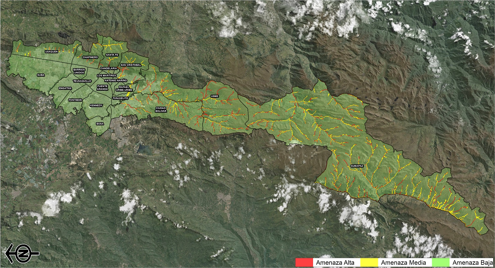 Mapa Colombia de Amenaza por Avenidas Torrenciales y/o Crecientes Súbitas 