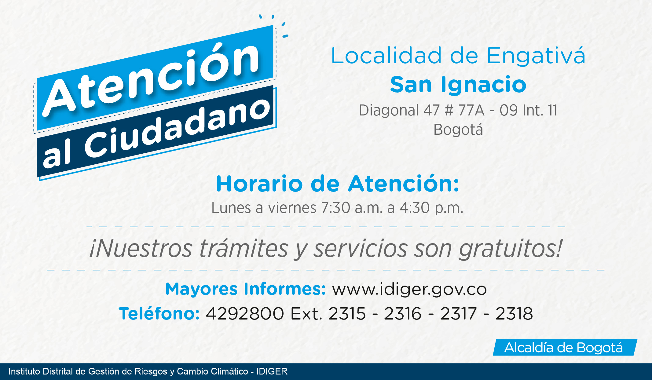 Horario y puntos de atención - Idiger Horario y puntos de atención - Idiger