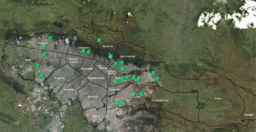 Mapa Intervenciones realizadas en la ciudad 1997-2020