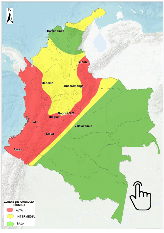 Mapa Colombia Zonas amenaza